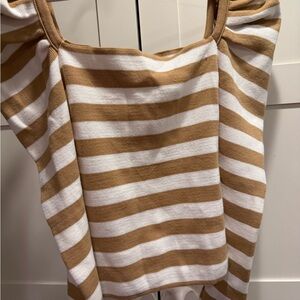 Striped Tan and White Women's sweater